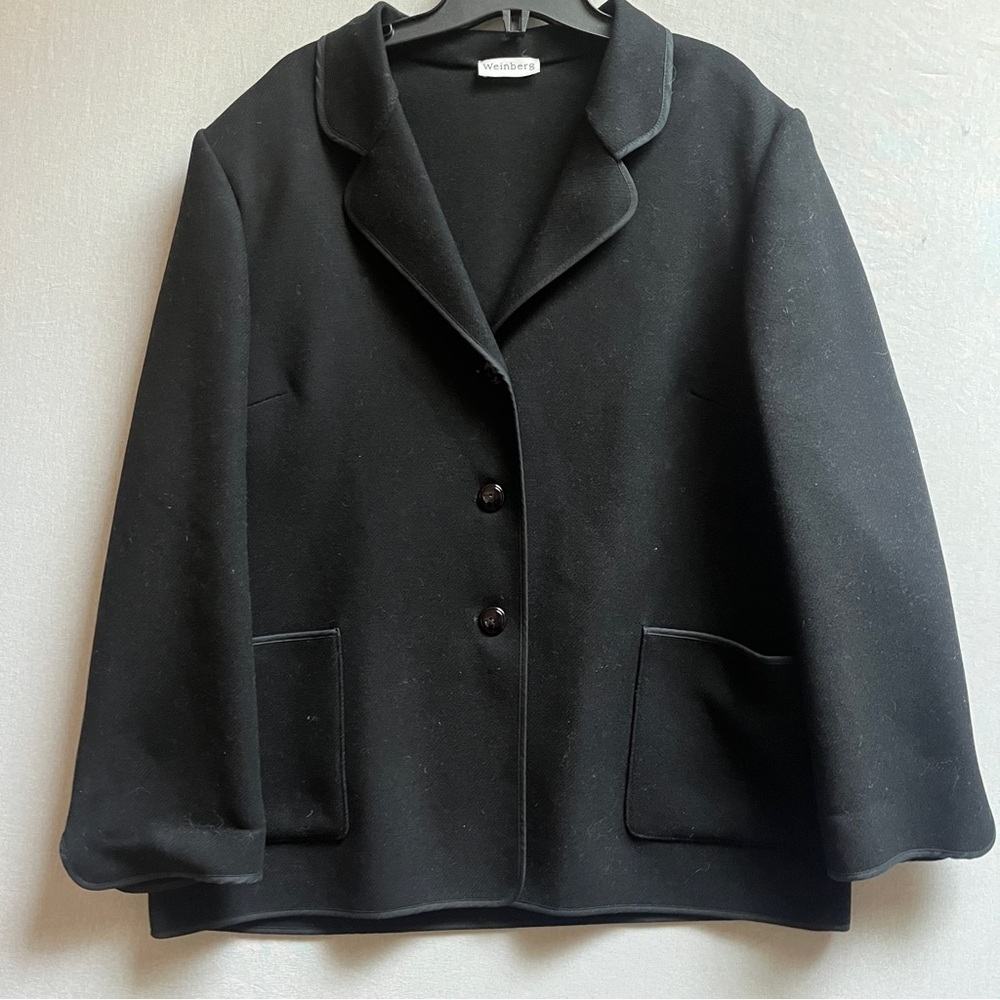 Weinberg 100% Black Wool Blazer Jacket Sz L